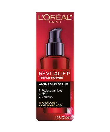 L'Oreal Paris Revitalift Triple Power Anti-Aging Face Serum 1 Fl Oz - Hyaluronic Acid & Pro-Xylane for Wrinkle Repair - Buy Online on GoSupps.com