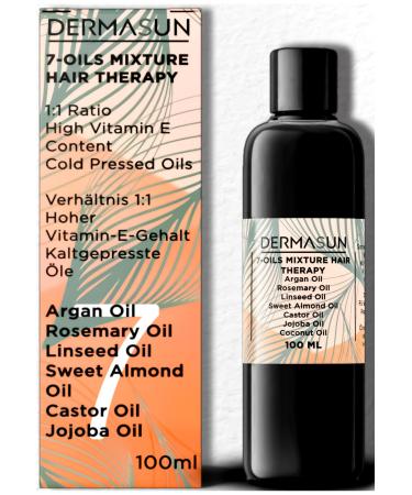 DERMASUN 7 in 1 Oils for Hair Growth and Care - Oil Therapy Conditioner 100 ml - Against Dry Hair - 100% Pure Cold Pressed Oil - Vitamin E - Argan Oil - Oil