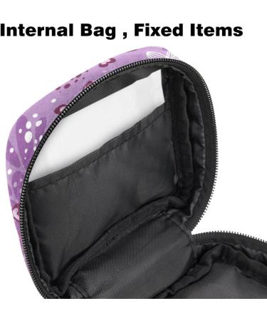 Purple Flowers Portable Menstrual Cup & Pad Storage Bag for Girls & Women - Zipper Pocket Art Design - Buy Online on GoSupps.com