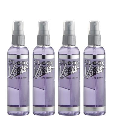 Clear View Eyeglass Lens Cleaner Spray | 4 Pack of 4oz Glasses Cleaning Spray for Lens, Sunglasses Coated or Uncoated 4 Ounce (Pack of 4)