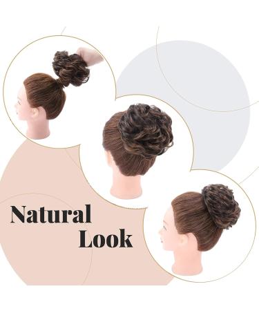 Silk-Co Hair Part with Rubber Band | Wavy Soft Dutt Hair Extensions - 45g Medium Brown & Dark Blonde Messy Bun Updos - Buy Online on GoSupps.com