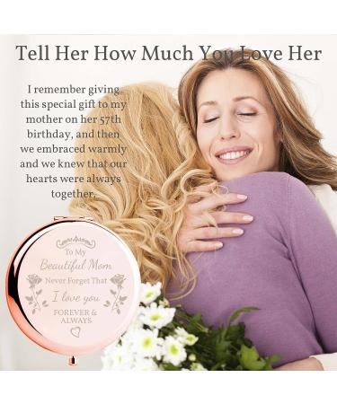 Kuukzuuk Rose Gold Compact Mirror: Unique Birthday Gift for Mom, Christmas and Thanksgiving Gift Idea from Daughter/Son - Buy Online on GoSupps.com