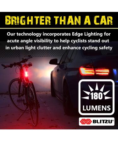 Blitzu Cyborg 168T USB Rechargeable Bike Tail Light - Bright Rear Cycling Safety Flashlight for Road and Mountain Bikes. Perfect for Helmets. Front Headlight and Back Set for Kids, Men, and Women - Buy Online on GoSupps.com