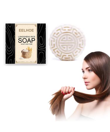 Longsheng Rice Soap, Shampoo Bars, Rice Water Solid Bar Shampoo Soap, Rice Soap Moisturizing Unscented Solid Shampoo Bar, Best for Any Curly, Straight, Colored Hair (Floral)