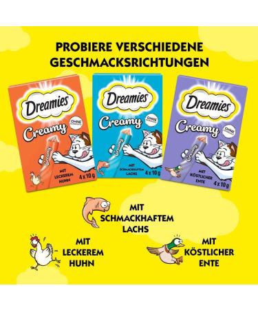 Dreamies Creamy Chicken Cat Treats - 44 Portions of Delicious Snacks | 11 Pack (40g) - Buy Online on GoSupps.com