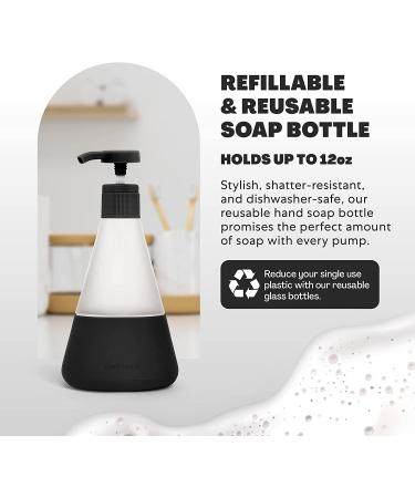Cleancult Glass Hand Soap Dispenser 12oz 2 Pack - Refillable Container for Hand Soap, Body Wash - Shatter Resistant, Non-Slip Grip - Ideal for Kitchen & Bathroom Sink - Matte Black - Buy Online on GoSupps.com