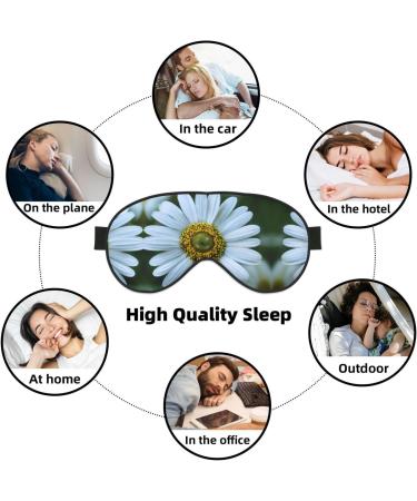 SSIMOO White Daisy Print Ultra-Soft Light-Blocking Eye Mask | Optimal Comfort for Restful Sleep - Black - Buy Online on GoSupps.com