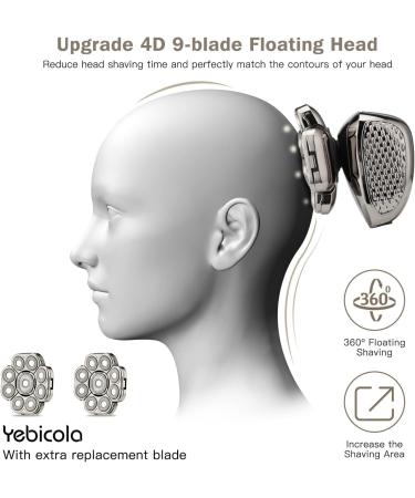 Premium 9D Head Shaver for Men - 6-in-1 Rechargeable Waterproof Bald Head Razor with Floating Replacement Blades - Buy Online on GoSupps.com