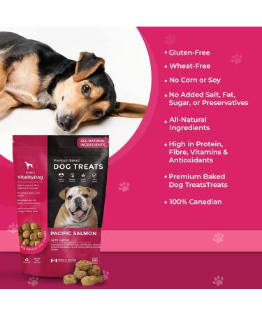 Vitality Dog Pacific Salmon with Carrots (2-Pack) Premium Baked Dog Treats - Training Treats for Dogs Pet Treats Dog Snacks - Made in Canada Grain Free Human Grade 400g / 14.1oz Pacific Salmon with Carrots 400 g (Pack of 2) - Buy Online on GoSupps.com
