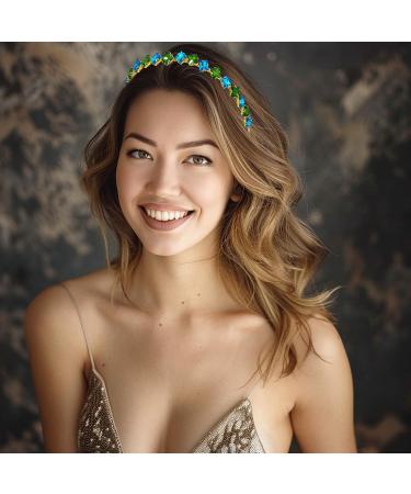 Rhinestone Headband Sparkling Gemstone Headwear Party Prom Hair Accessory for Women and Girls (green+blue) - Buy Online on GoSupps.com
