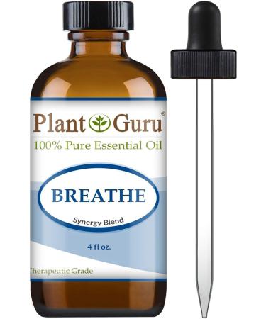Breathe Essential Oil Blend 4oz Respiratory 100% Pure Therapeutic Grade. Plant Guru Breathe Synergy Blend 4 Fl Oz (Pack of 1)