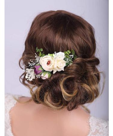 Teyglen Bridal Rose Hair Comb - Boho Floral Headpiece for Wedding, Prom, and Photo Shoot - Buy Online on GoSupps.com
