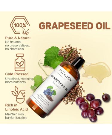 MAYJAM Organic Coconut Oil Liquid and Organic Natural Moisturizer Grapeseed Carrier Oil for Essential Oils Facial Oil 16 fl oz - Buy Online on GoSupps.com