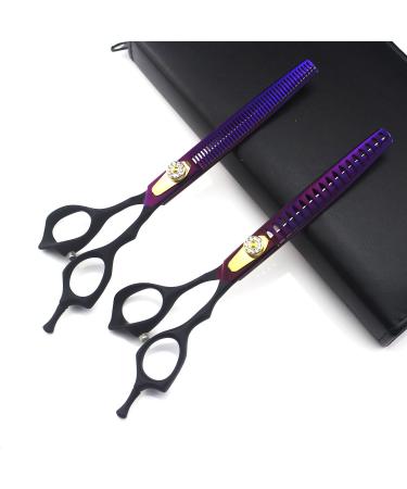 JIESENYU 7.0 in. Pro Pet Grooming Scissors Sharp Edges Cutting +Curved + 2thinning Scissors 4 PCS Set for Dog Grooming (Purple) - Buy Online on GoSupps.com