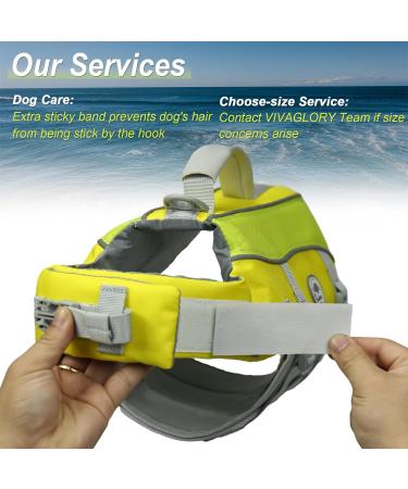 Vivaglory Removable Front-Wheel Drive Dog Rescue Vest - Yellow Gray XS (35-43cm) with Reflective Caps & Upholstery for Swimming & Boating - Buy Online on GoSupps.com