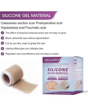 MQUPIN Silicone Scar Tape Roll (1.6 x 60 ) Silicone Scar Sheets Silicone Tape Reusable for C-Section Surgical Scar Keloid Acne Scar and Burn Scar - Buy Online on GoSupps.com