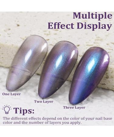 NLFOX Holographic Nail Polish - 15ml Chameleon Blue Nail Polish - Purple Glossy Shiny Nail Varnish - Shimmer Chrome Nail Art Varnish - No Need Cure Nail Polish for Women DIY at Home - Buy Online on GoSupps.com