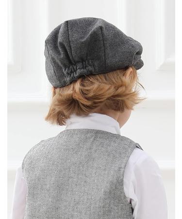 Mint Green Herringbone Tweed Flat Cap for Boys 4-5 Years - Dark Grey Wool - Buy Online on GoSupps.com