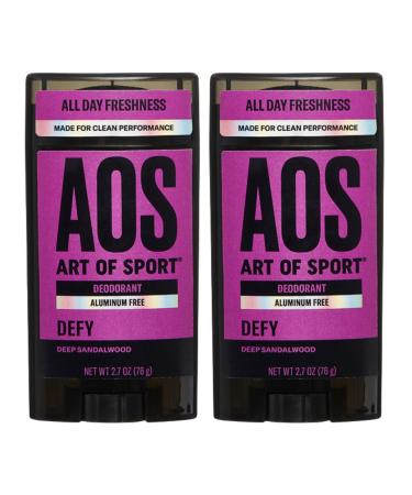 Art of Sport Men’s Deodorant, Aluminum Free, Sandalwood Fragrance, Made with Natural Botanicals, Moisturizing Tea Tree Soap, Made for Athletes, Defy Scent, 2.7 Ounce Defy 2.7 Ounce (Pack of 2)