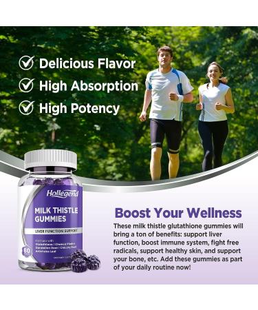 HOLLEGEND Organic Milk Thistle Gummies Liver Support Detox & Repair Supplement - 60 Chewables - Buy Online on GoSupps.com