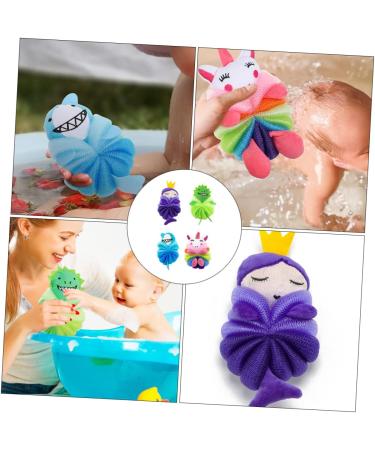 NOLITOY 4pcs Cartoon Bath Scrubber Balls for Kids | Skin-Safe Body Cleaning Tools | Perfect for Fun Bath Time | International Shipping Available - Buy Online on GoSupps.com