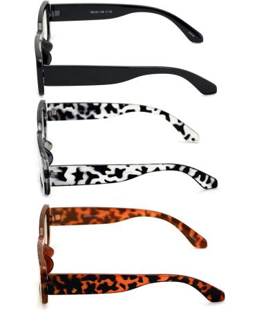 V.W.E. 3 Pairs Rectangle Blue Light Blocking Reading Glasses for Women - Retro Bold Design Anti Eyestrain & UV Glare Protection Assorted Strength 1.75x - Buy Online on GoSupps.com