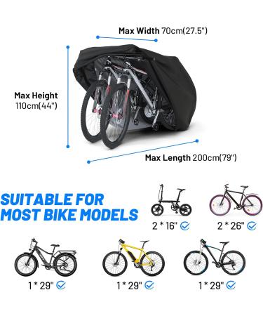 Favoto Waterproof Bicycle Cover - 210D Oxford Bike Garage Protection - XL 200x110x70cm Black - Durable & Portable with Storage Bag - Buy Online on GoSupps.com