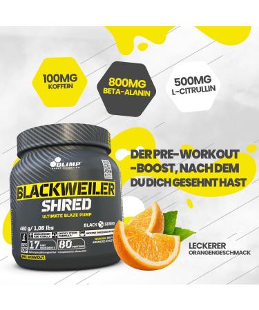 Olimp Sport Nutrition Blackweiler Shred - Exotic Orange 480g | Pre Workout Booster & Fat Burner | L-Arginine & Beta-Alanine - Buy Online on GoSupps.com