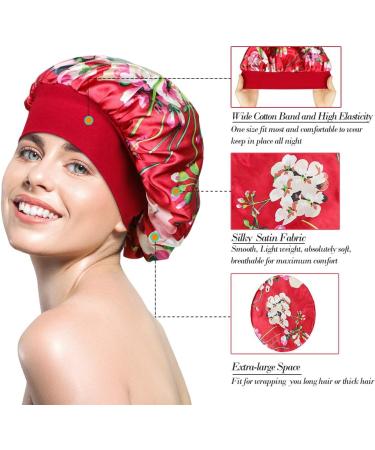 4 Pcs Large Silky Satin Sleep Bonnets for Women - Multicolor | Hair Care Night Cap for Curly Hair - Buy Online on GoSupps.com