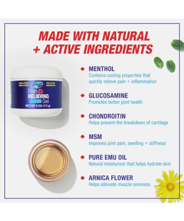 Blue Goo Pain Relieving Gel - Fast-Acting Relief for Back, Neck, Muscle, and Joint Pain - Made with 100% Pure Emu Oil - 4oz (2 Pack) - Buy Online on GoSupps.com