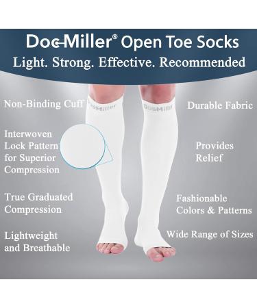 Doc Miller Open Toe Compression Socks - 30-40 mmHg Toeless Support for Circulation & Recovery Medical Grade Knee High Socks for Men & Women X-Large Size - Ideal for Shin Splints & Varicose Veins - Buy Online on GoSupps.com