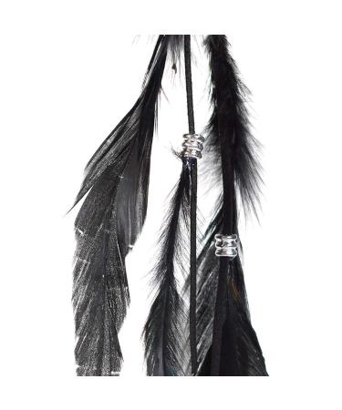 RONRONS 6 Pack Handmade Boho Hippie Hair Extensions with Feather Clip Comb - DIY Accessories for Women in Brown, Black, and Khaki - Buy Online on GoSupps.com