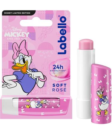 LABELLO Soft Rosé Daisy Duck Limited Edition Disney (1 x 5.5 ml), Moisturizing Pearlescent Lip Stick for Kids, Lip Balm