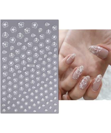 JMEOWIO 9 Sheets Spring White Flower Nail Art Stickers Decals Self-Adhesive Summer Floral Nail Supplies Nail Art Design Decoration Accessories - Buy Online on GoSupps.com