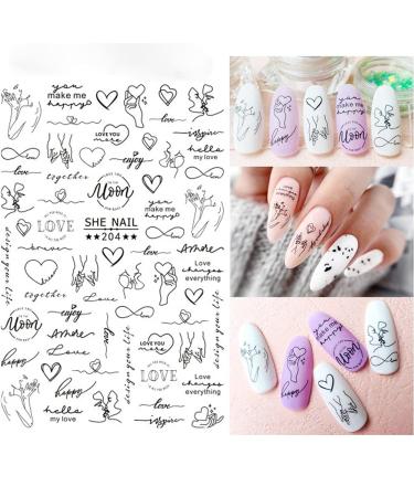 Letter Nail Art Stickers - 3D Self-Adhesive Alphabet Decals for Designer Manicure Tips - 8 Sheets English Letters & Words Design - Nail Decoration for Women & Girls - Buy Online on GoSupps.com