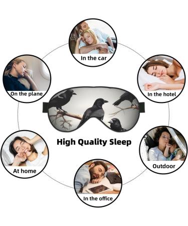 Black Crow Birds on a Branch Mask - Adjustable Soft Blindfold for Deep Sleep Relaxation & Travel - Buy Online on GoSupps.com
