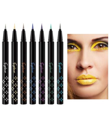 Glitter Eye Liner Pencils Set - Eye Liner Pencil Glitter Pearl Eye Liner Kit - Colorful Eye Shadow Pencil Eyebrow Pen Highly Pigmented Longer-Lasting Colorful Eye Liner