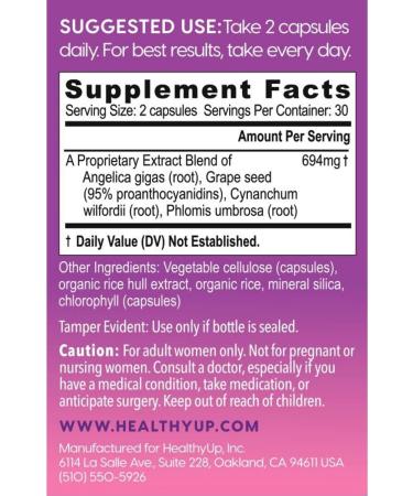 HealthyUp Botanical Menopause Relief Supplements for Women - Night Sweats & Hot Flash Relief, Better Sleep - Clinically Researched Ingredients - 60 Veg Capsules - Estrogen & Soy Free - Buy Online on GoSupps.com