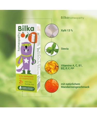 Buy Bilka Homeopathy Toothpaste for Children (2+ Years) - Fluoride-Free Sugar-Free Xylitol Mandarin Flavor - 50ml - Buy Online on GoSupps.com