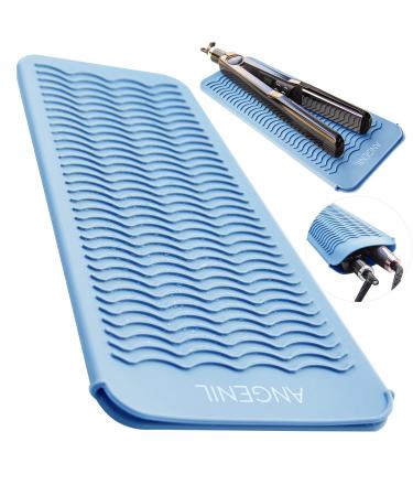 ANGENIL Heat Resistant Silicone Mat Pouch for Titanium Ceramic Hair Straighteners Flat Iron Hair Curler Curling Iron Wand Tongs Beach Waves Hair Styler Styling Tools Gifts for Women Food Grade Blue