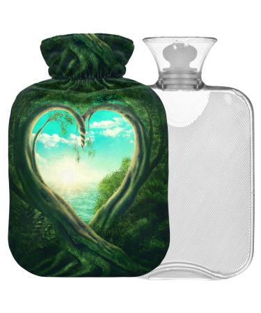 Naanle hot hot water bottle with lid tree of life Heart Transparent hot water bottle heat bottle for back pain relief handfoot warmer neck heat and cold therapy 2l