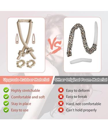 No Heat Hair Curling Kit for Long Hair Heatless Hair Curler with Hair Bands Clips Sleep Overnight EVA Foam Hair Rollers Wavy Curly Hiarstyles Pink - Buy Online on GoSupps.com