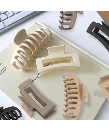 Large Hair Claw Clips 8 PCS for Women & Girls - Strong 4.3 Inches Big Hair Clips in Neutral Cream, Beige, Dark Brown, Black - Buy Online on GoSupps.com