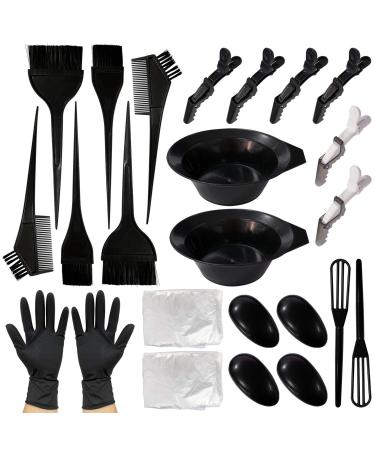 Corrines 24 parts hair color coloring set hairdresser hair color brush/hair tint shell/ferry shell hair clip kamm gloves ear cover/color brush gloves for diy salon hair coloring hair.