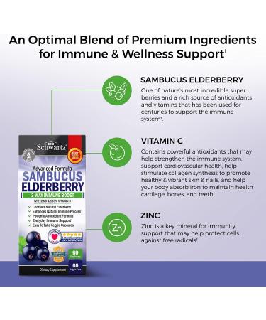 BioSchwartz Daily Fruits and Veggies Supplement for Women and Men (2 Month Supply) Plus Elderberry with Zinc and Vitamin C for Adults Immune Support (2 Month Supply) - Buy Online on GoSupps.com