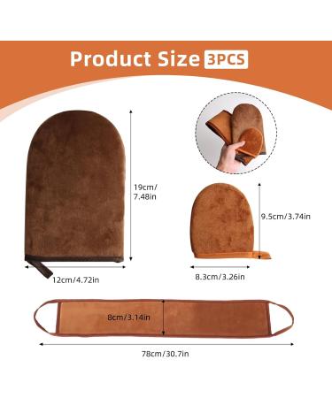 Self Tanning Mitt Set 3 in 1 Fake Tan Applicator with Inner Elastic Finger Loops Mitten Velvet Glove Back Tanner Application Reusable for Face Body Lotion Exfoliation Self Tan Sun Cream Apply - Buy Online on GoSupps.com
