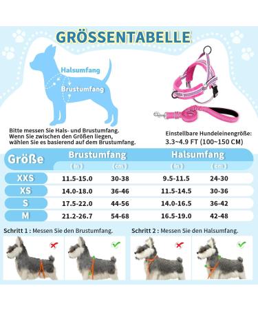 Eyein No-Pull Dog Harness & Leash - Reflective Adjustable Soft Padded Dishes for Puppies Small & Large Dogs Cats - Rose Red XS - Buy Online on GoSupps.com