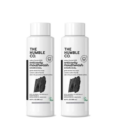 The Humble Co. Anticavity Mouthwash 2pk   Alcohol Free Mouthwash for Oral Care  Gum Health  and Cavity Prevention  Vegan  Cruelty Free  and Non-Toxic Natural Mouthwash (Charcoal  16.9 oz)