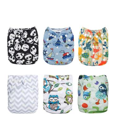 Alva Baby Pocket Cloth Nappies Reuseable Washable 6PCS Diapers + 12PCS Inserts 6DM12-EU