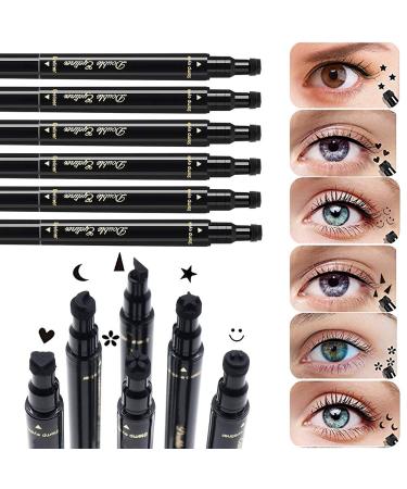 7 Pcs Eyeliner Stamps & Waterproof Liquid Eyeliner Set - Long Lasting & Smudge-proof Seal Eyeliner Pen for Eye Decoration and Makeup Tool - Black - Buy Online on GoSupps.com